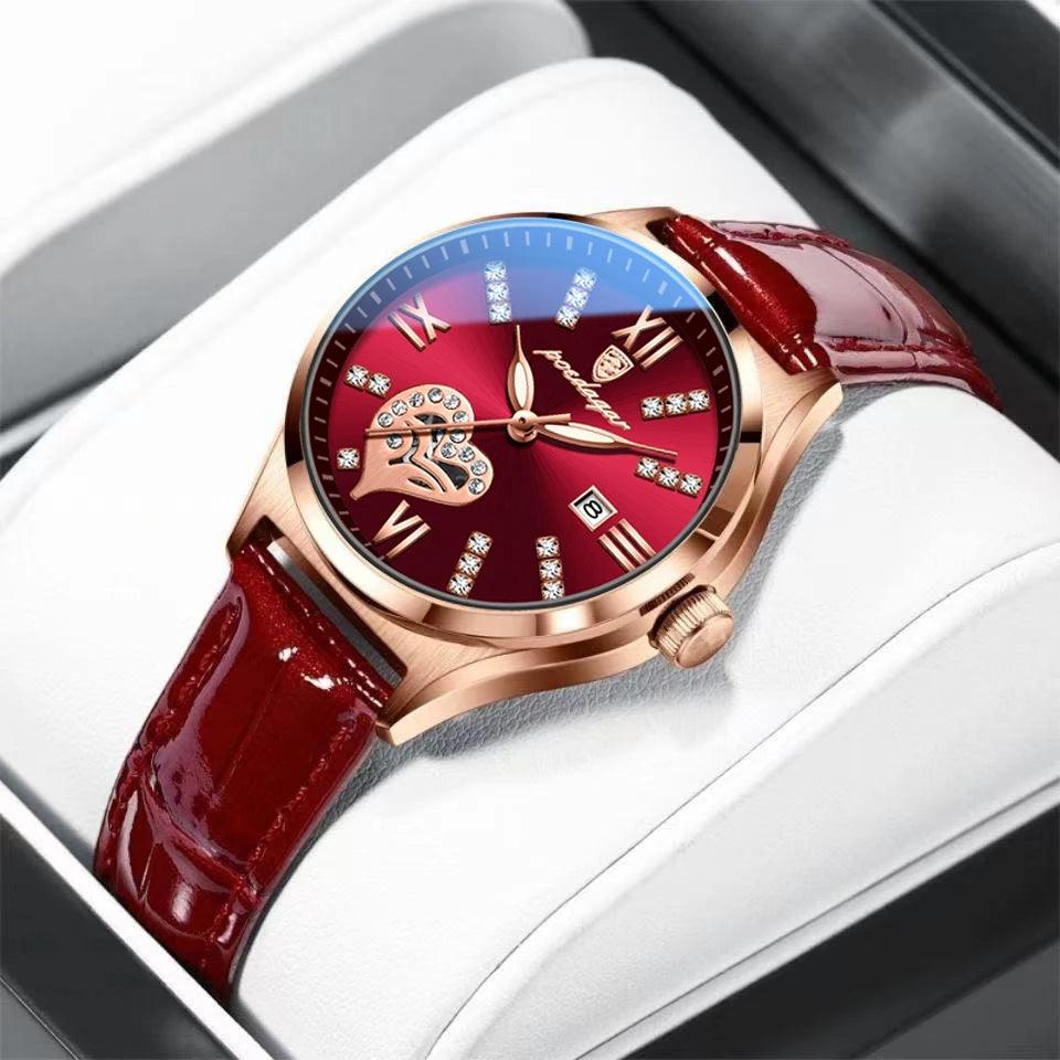 Women Fashion Leather Romance Red Dial Luxury Ladies Watch - Trend Fusion