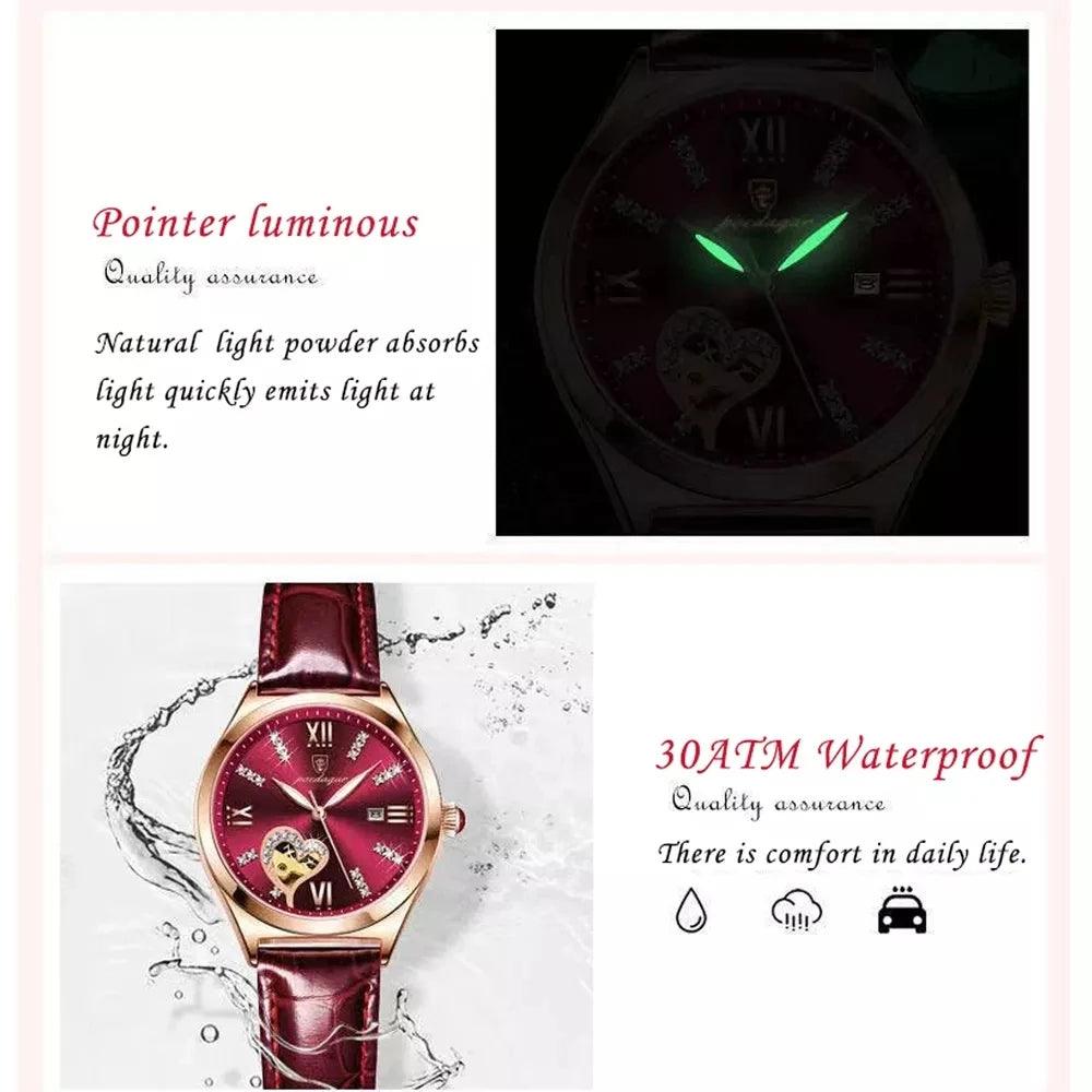 Women Fashion Leather Romance Red Dial Luxury Ladies Watch - Trend Fusion