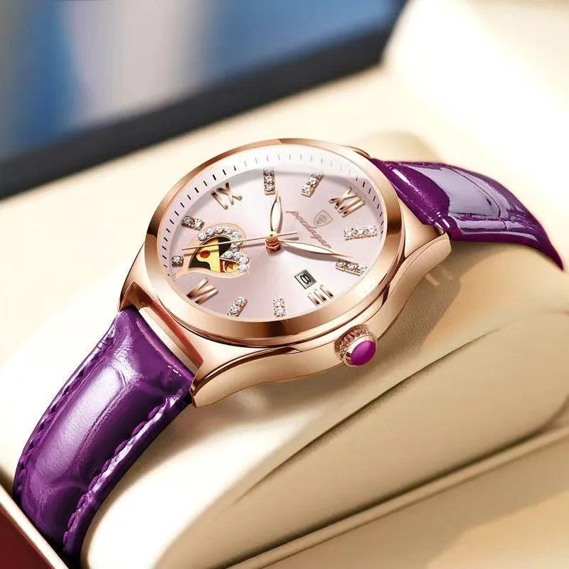 Women Fashion Leather Romance Red Dial Luxury Ladies Watch - Trend Fusion