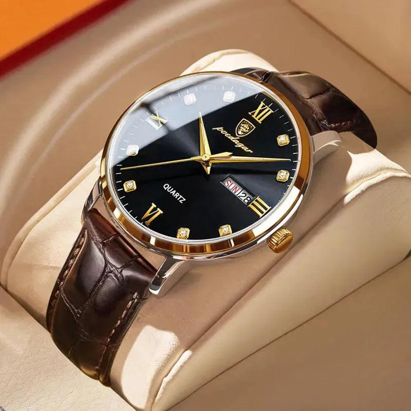 Men Luxury Business Wrist Watch Date Week Luminous Leather - Trend Fusion