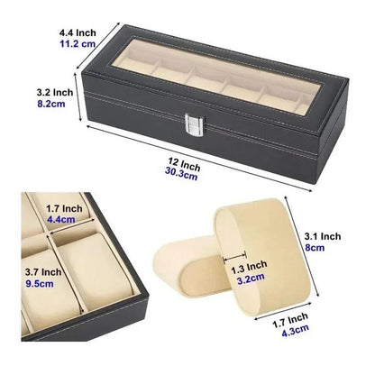 PU Leather Display Storage Collection Organizer watch box Case With Glass - Trend Fusion