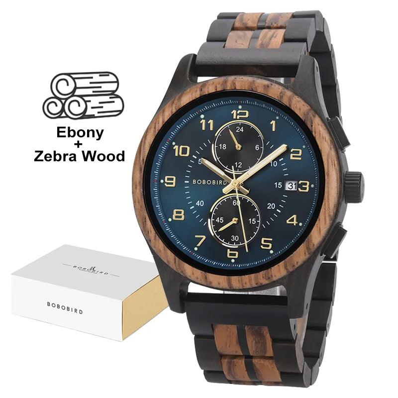 BOBO BIRD Men Watches 44mm Luxury Quartz Lightweight Wooden Watch - Trend Fusion