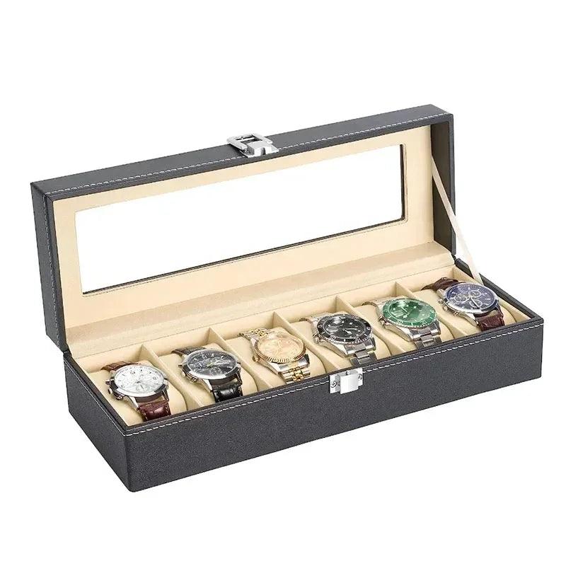 PU Leather Display Storage Collection Organizer watch box Case With Glass - Trend Fusion