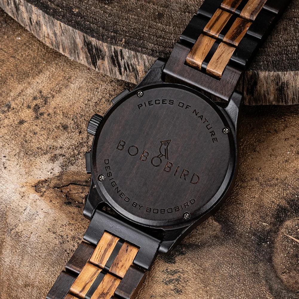 BOBO BIRD Men Watches 44mm Luxury Quartz Lightweight Wooden Watch - Trend Fusion