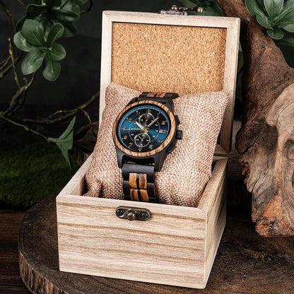 BOBO BIRD Men Watches 44mm Luxury Quartz Lightweight Wooden Watch - Trend Fusion