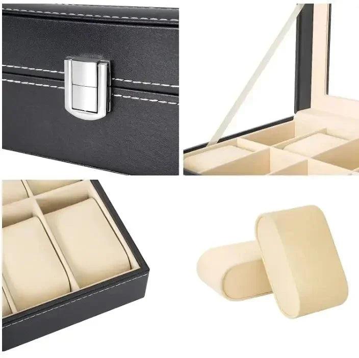 PU Leather Display Storage Collection Organizer watch box Case With Glass - Trend Fusion