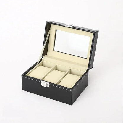 PU Leather Display Storage Collection Organizer watch box Case With Glass - Trend Fusion