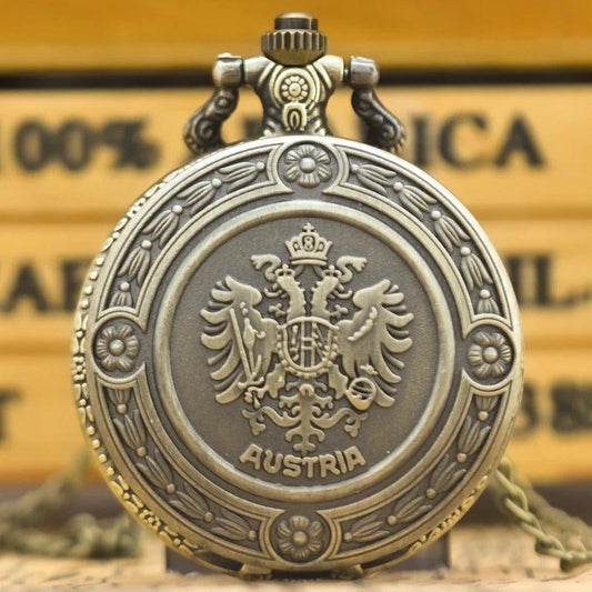 Clamshell Double Eagle Nurse Relief Necklace Quartz Pocket Watch - Trend Fusion