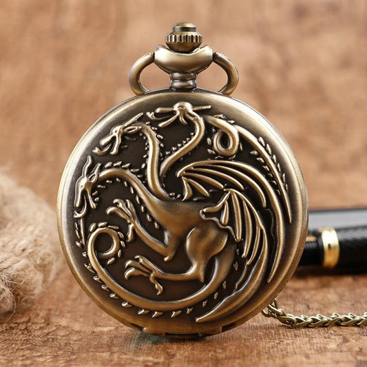 Three-headed Dragon Bronze Quartz pocket Watch - Trend Fusion