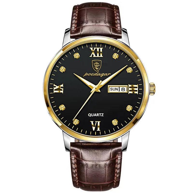 Men Luxury Business Wrist Watch Date Week Luminous Leather - Trend Fusion