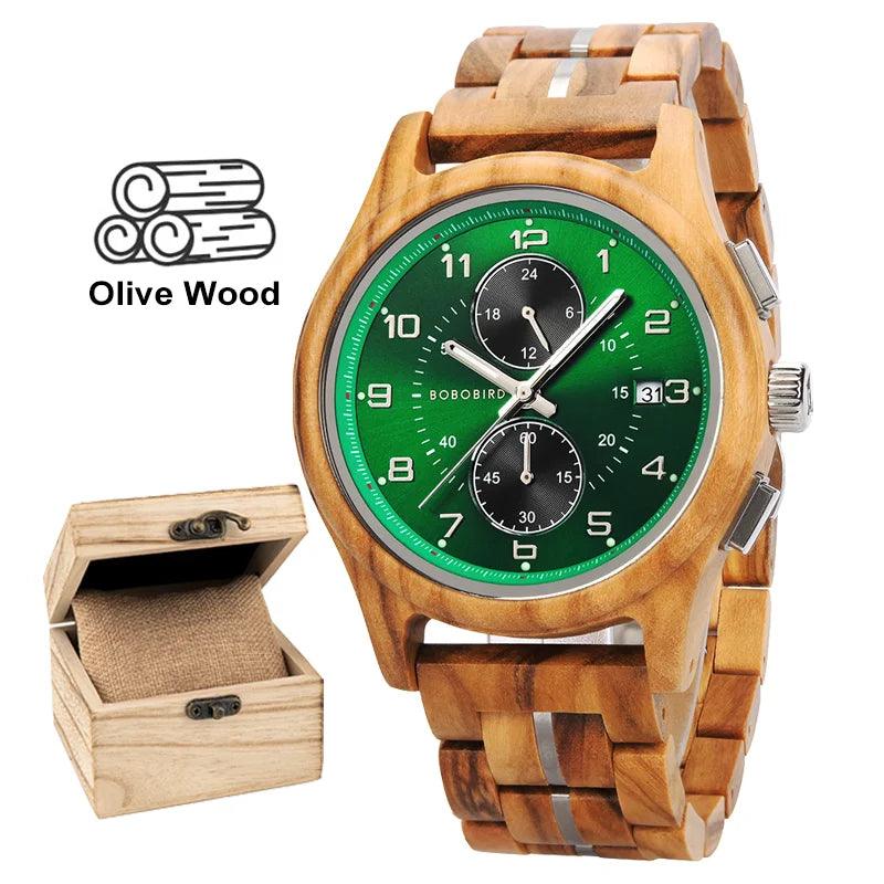 BOBO BIRD Men Watches 44mm Luxury Quartz Lightweight Wooden Watch - Trend Fusion