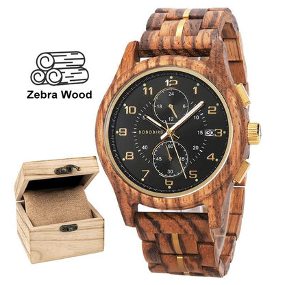 BOBO BIRD Men Watches 44mm Luxury Quartz Lightweight Wooden Watch - Trend Fusion