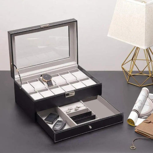 Jewelry Box Double Layer 12 Slot Watch Organizer Storage Box - Trend Fusion