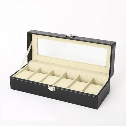 PU Leather Display Storage Collection Organizer watch box Case With Glass - Trend Fusion