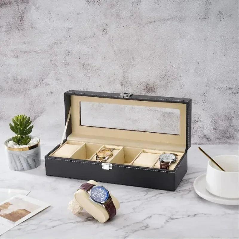 PU Leather Display Storage Collection Organizer watch box Case With Glass - Trend Fusion