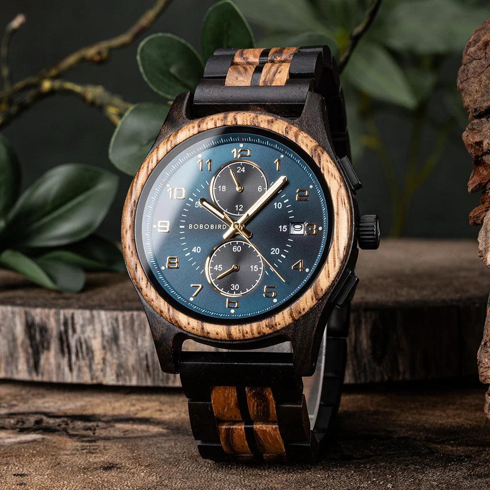 BOBO BIRD Men Watches 44mm Luxury Quartz Lightweight Wooden Watch - Trend Fusion