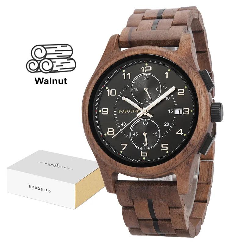 BOBO BIRD Men Watches 44mm Luxury Quartz Lightweight Wooden Watch - Trend Fusion