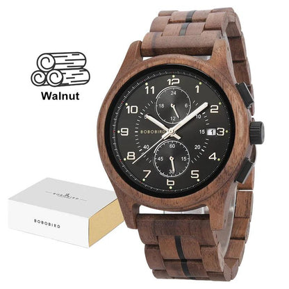 BOBO BIRD Men Watches 44mm Luxury Quartz Lightweight Wooden Watch - Trend Fusion