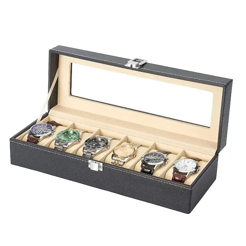 PU Leather Display Storage Collection Organizer watch box Case With Glass - Trend Fusion