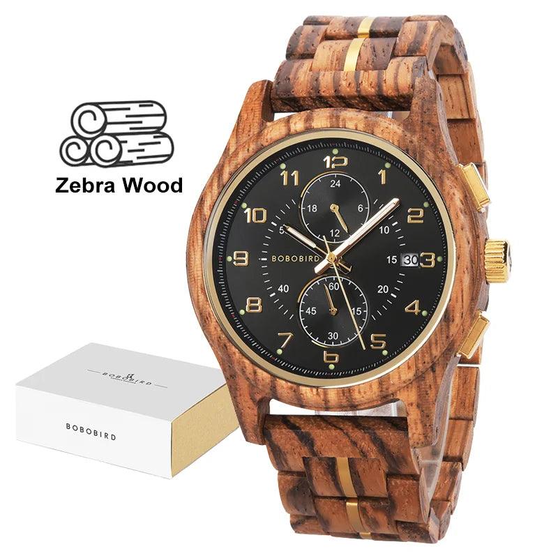 BOBO BIRD Men Watches 44mm Luxury Quartz Lightweight Wooden Watch - Trend Fusion