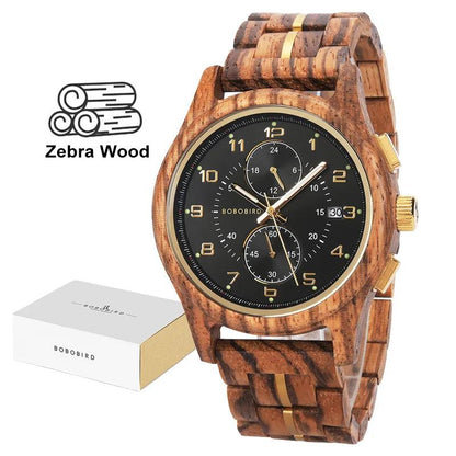 BOBO BIRD Men Watches 44mm Luxury Quartz Lightweight Wooden Watch - Trend Fusion