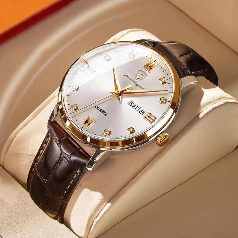 Men Luxury Business Wrist Watch Date Week Luminous Leather - Trend Fusion